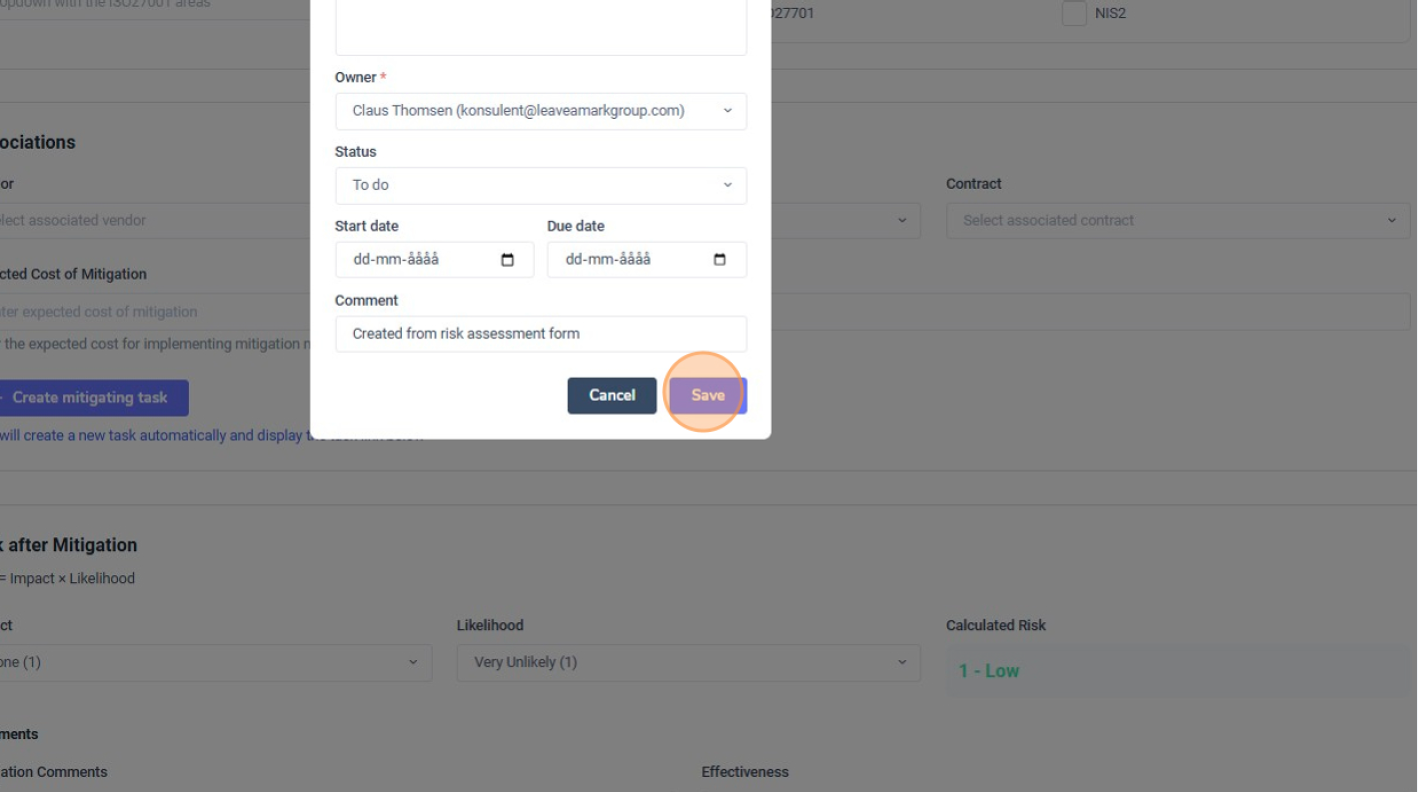 Step 4 - Mitigating task created and linked