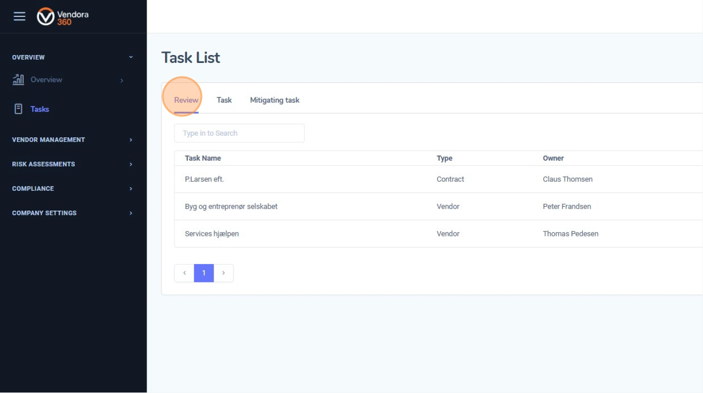 Step 3 - Tabs Review, Task and Mitigating task